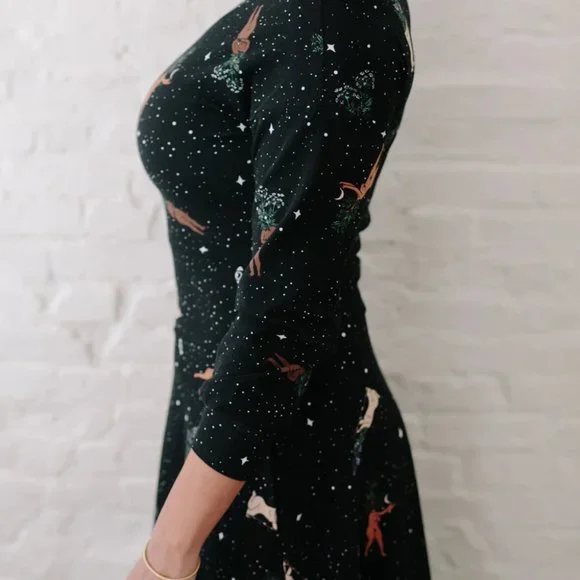 Witchy dress herbal femme custom art print @merakilabbe NWOT 3/4 sleeve - Picture 5 of 6